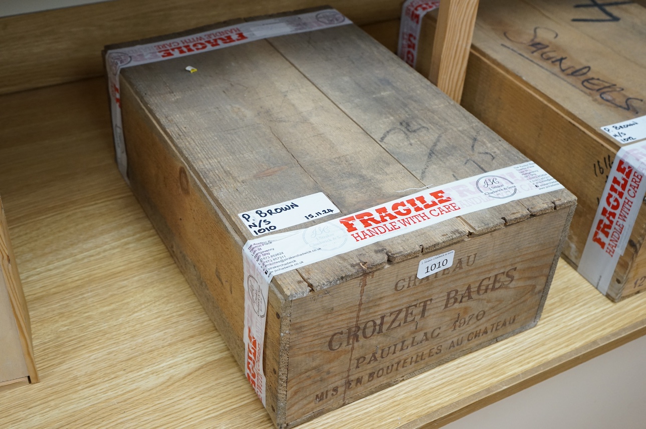 A case of twelve bottles of Chateau Croizet-Bages, Pauillac, 1970, Grand Cru, OWC. Condition - fair